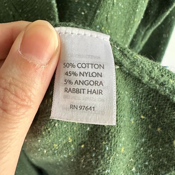 J.JILL Forest Green Speckled Cotton Angora Blend Ladies Minimalist Cardigan, PS - Picture 4 of 5